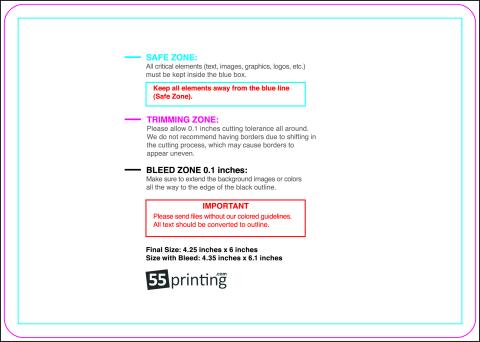 Postcard 4.25inx6in Round guideline preview
