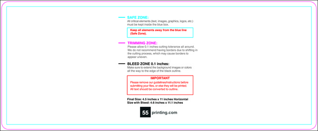 Postcard 4.5inx11in H Round Front guideline preview