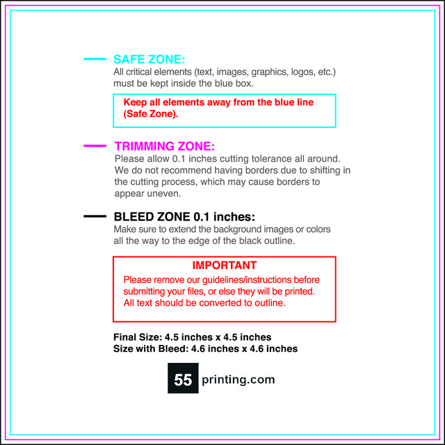 Postcard 4.5inx4.5in Front guideline preview