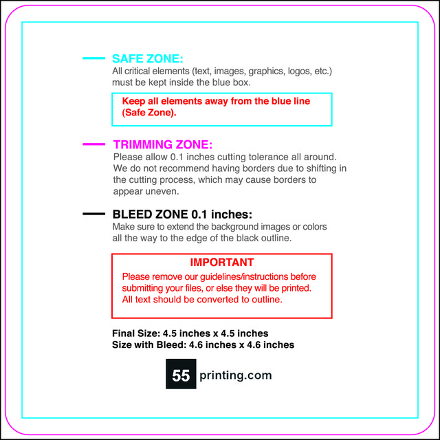 Postcard 4.5inx4.5in Round Front guideline preview