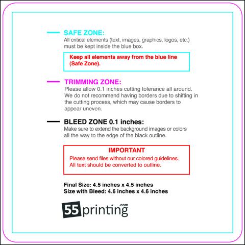 Postcard 4.5inx4.5in Round guideline preview