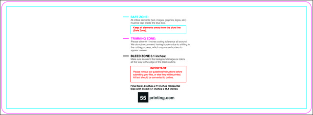 Postcard 4inx11in H Round Front guideline preview