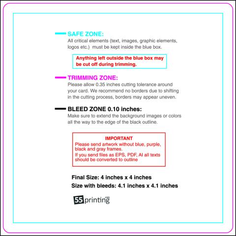 Postcard 4inx4in Round Front guideline preview