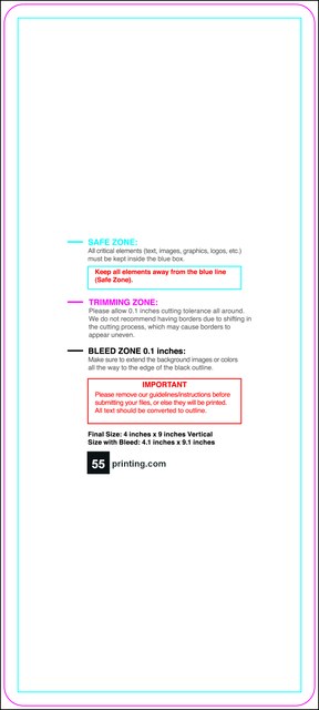Postcard 4inx9in V Round Front guideline template 4" × 9" JPG