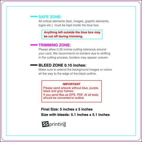 Postcard 5inx5in Round Front guideline preview