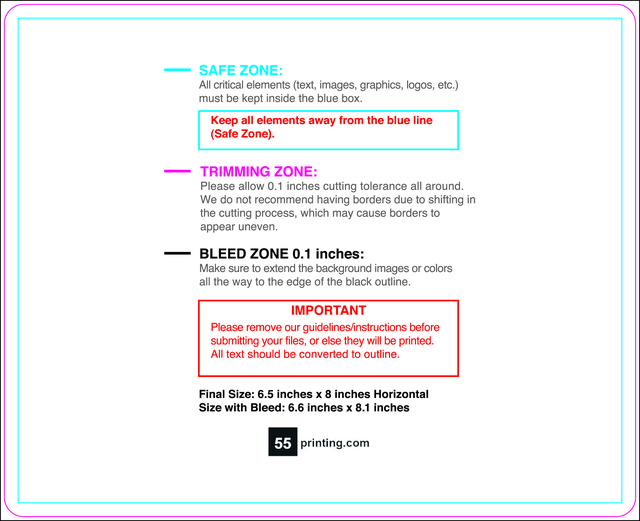 Postcard 6.5inx8in H Round Front guideline preview