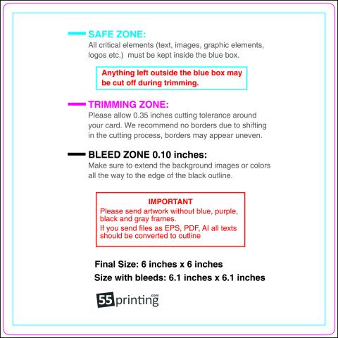 Postcard 6inx6in Round Front guideline preview