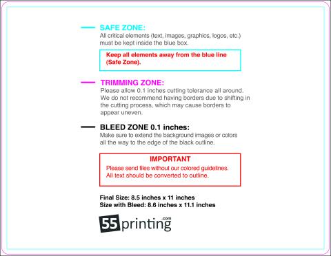 Postcard 8.5inx11in Round guideline preview