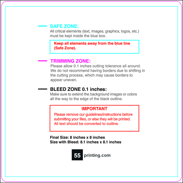 Postcard 8inx8in Round Front guideline preview