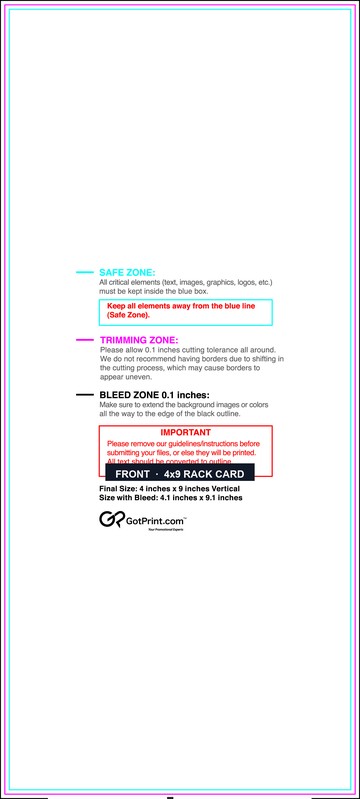 Rackcard 4inx9in V Front guideline preview
