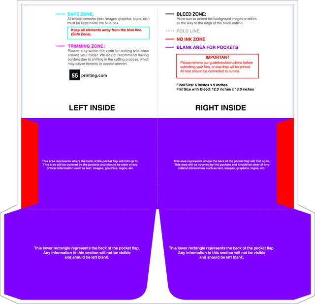 55printing Doublepocketfolder With Slit Rightpocket 6inx9in 4in Pocket Front Download Template Guideline - Presentati...