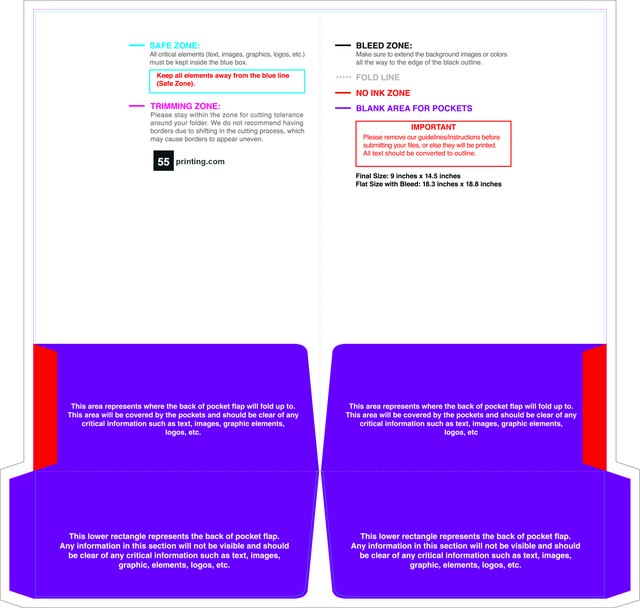 55printing Doublepocketfolder Without Slit 9inx14.5in Front Download Template Guideline - Presentation Folders