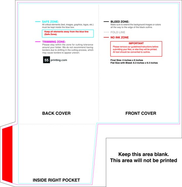 55printing Rightpocket 4inx6in Without Slit Front Download Template Guideline - Presentation Folders