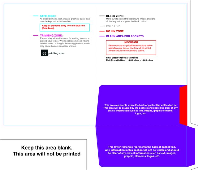 55printing Rightpocket Without Slit 9inx12in Front Download Template Guideline - Presentation Folders