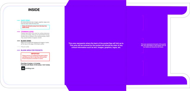 55printing Singlepocket With Slits 9inx11.5in Front Download Template Guideline - Presentation Folders