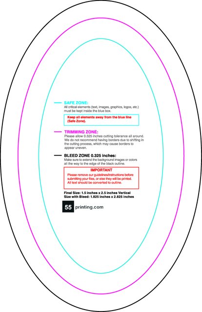 Specialty Shapes 1.5inx2.5in V Oval Front guideline preview