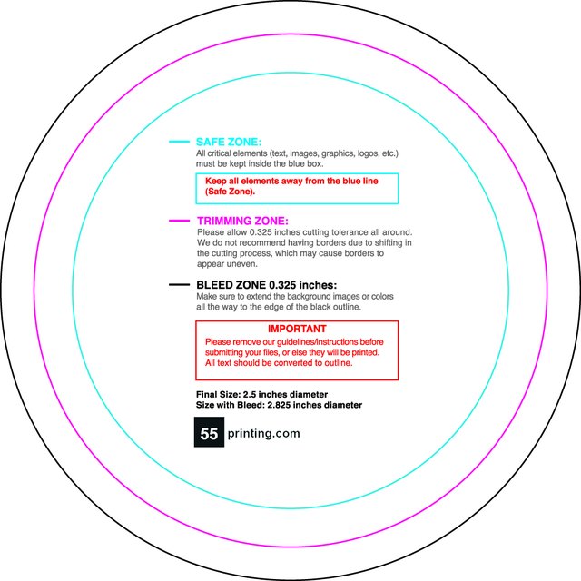 Specialty Shapes 2.5in Circle Front guideline preview