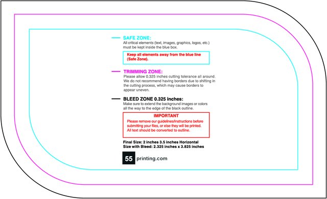 Specialty Shapes 2inx3.5in H Leaf Back guideline preview