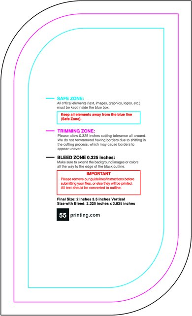 Specialty Shapes 2inx3.5in V Leaf Back guideline preview