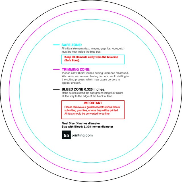 Specialty Shapes 3in Circle Front guideline preview