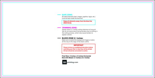 Specialty Shapes 3inx6in H Front guideline preview