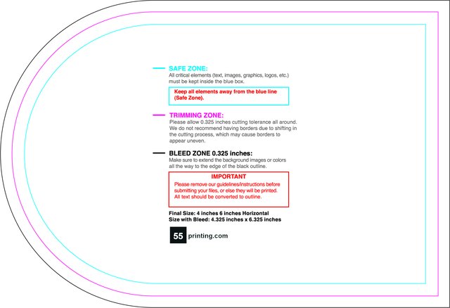 Specialty Shapes 4inx6in H Half Circle Back guideline preview