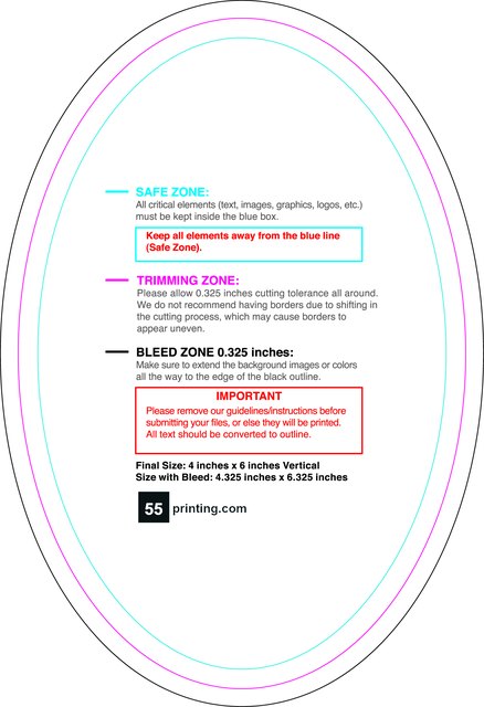 Specialty Shapes 4inx6in V Oval Front guideline preview
