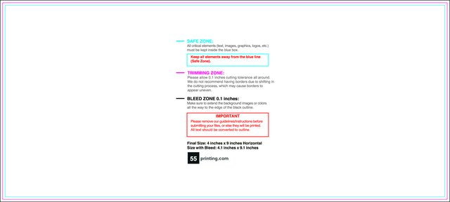 Specialty Shapes 4inx9in H Front guideline preview
