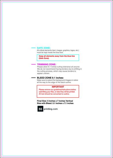 Specialty Shapes 5inx7in V Front guideline preview