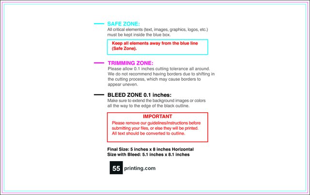 Specialty Shapes 5inx8in H Front guideline preview