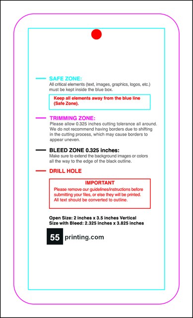 Hangtags 2inx3.5in C Round Back guideline preview