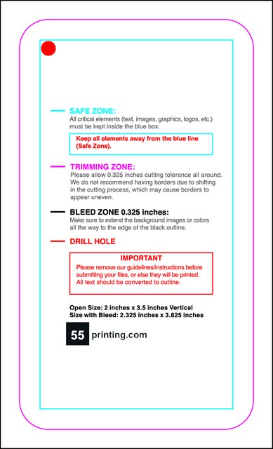 Hangtags 2inx3.5in L Round Front guideline preview