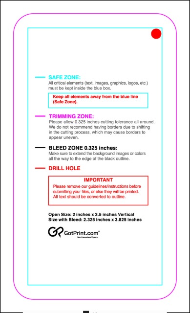 Hangtags 2inx3.5in L Round guideline preview