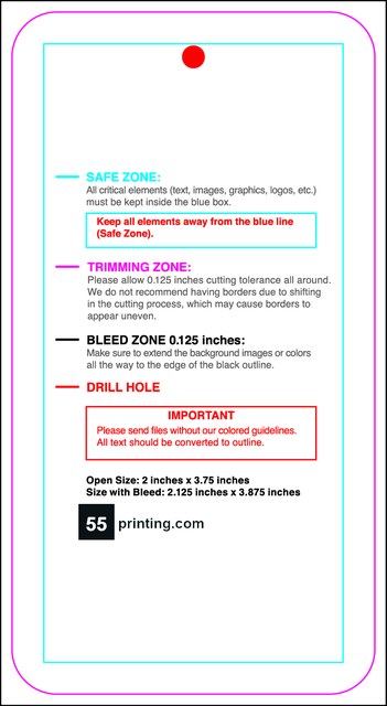 Hangtags 2inx3.75in C Round Back guideline preview