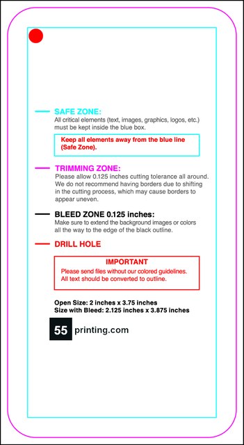 Hangtags 2inx3.75in R Round Back guideline preview