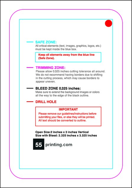 Hangtags 2inx3in L Round Back guideline preview