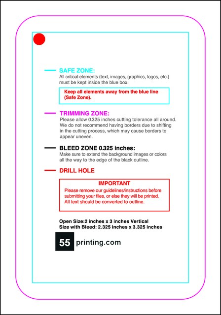 Hangtags 2inx3in R Round Back guideline preview