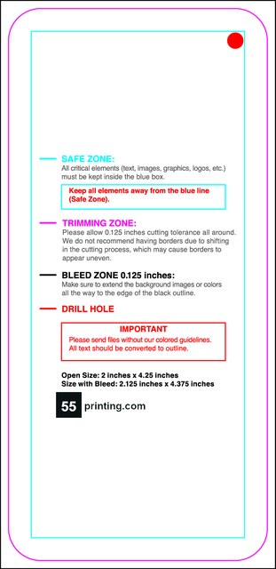 Hangtags 2inx4.25in L Round Back guideline preview