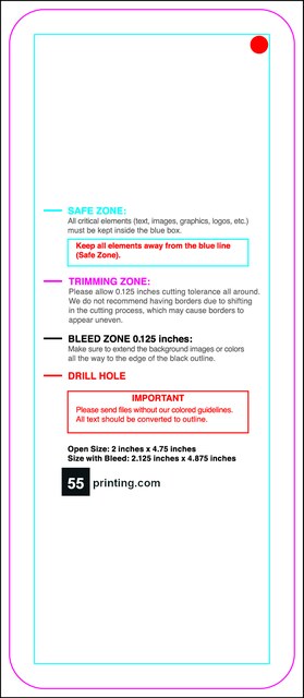 Hangtags 2inx4.75in R Round Front guideline preview