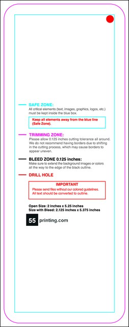 Hangtags 2inx5.25in R Round Front guideline preview