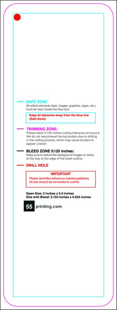 Hangtags 2inx5.5in R Round Back guideline preview