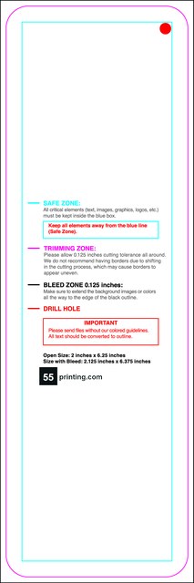Hangtags 2inx6.25in R Round Front guideline preview