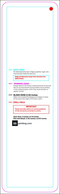 Hangtags 2inx6.75in R Round Front guideline preview
