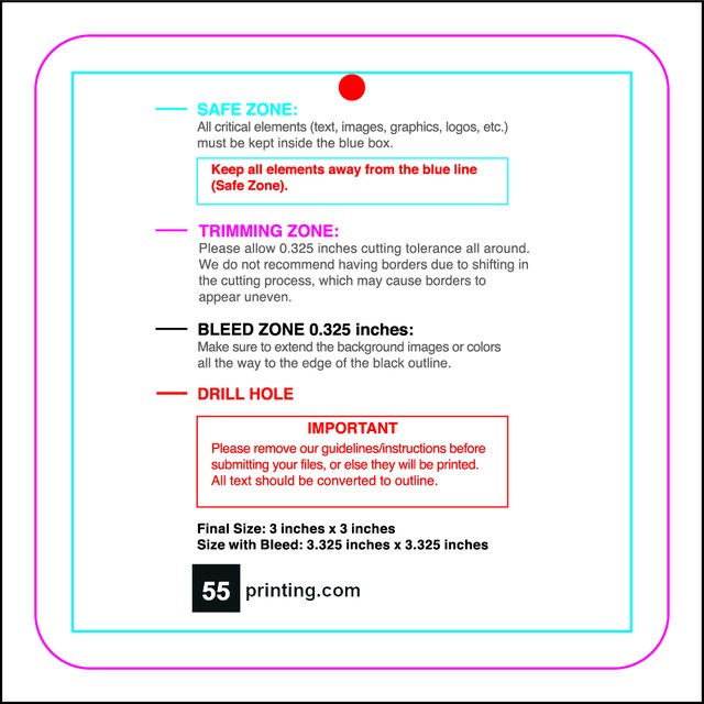 Hangtags 3inx3in C Round Back guideline preview