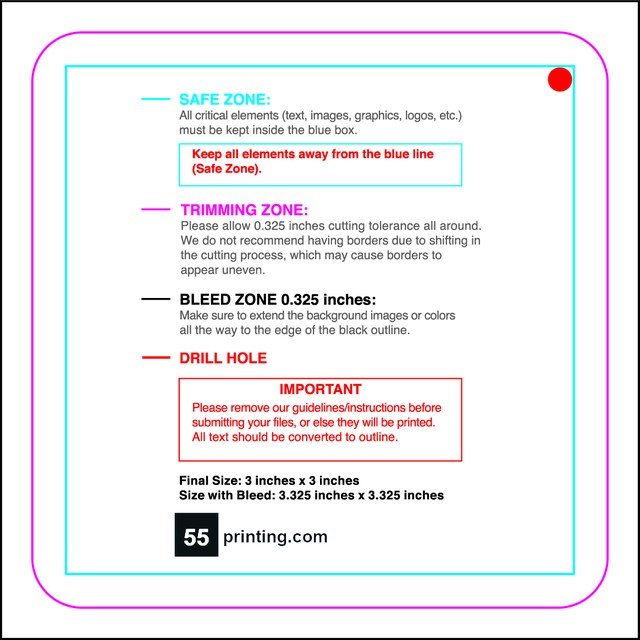 Hangtags 3inx3in L Round Back guideline preview