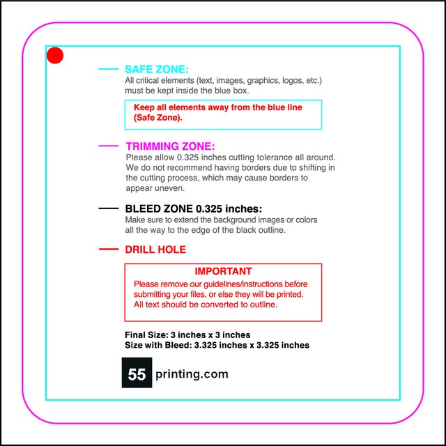 Hangtags 3inx3in R Round Back guideline preview