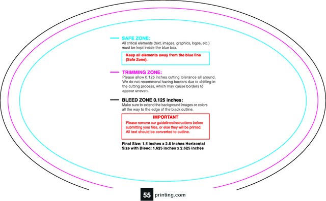 Rolllabel 1.5inx2.5in Oval H Front guideline preview