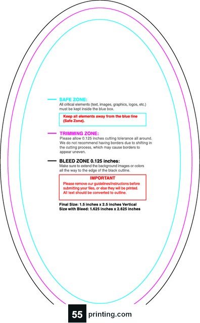 Rolllabel 1.5inx2.5in Oval V Front guideline preview