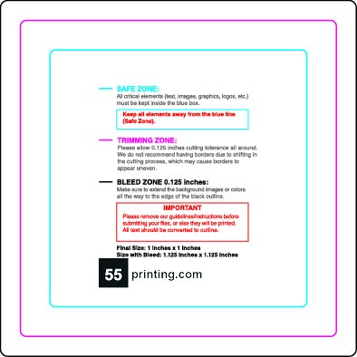 Rolllabel 1inx1in Square Front guideline preview