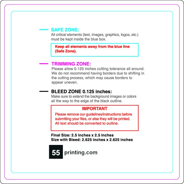 Rolllabel 2.5inx2.5in Square Front guideline preview